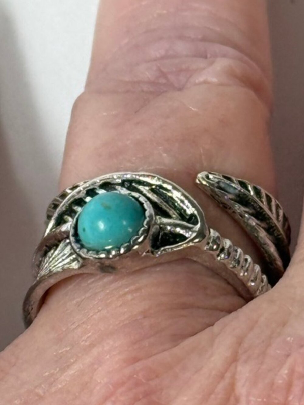 Silver and turquoise Southwest ring.